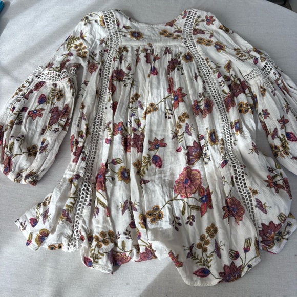 Free People Just The Two Of Us Floral Tunic Top XS | Boho Peasant - Picture 5 of 8